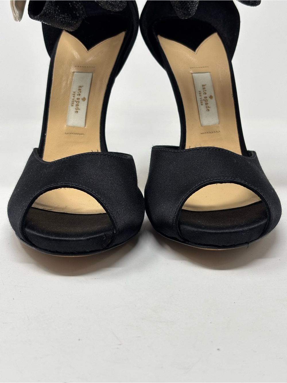 Kate Spade New York Black Tie Tuxedo Satin Colorblock Heels Size 10 - Picture 7 of 16